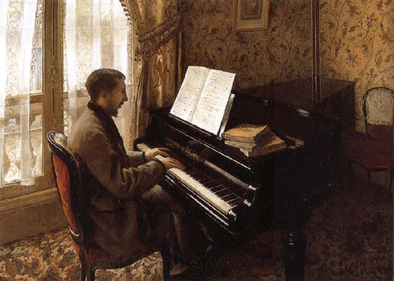 Gustave Caillebotte The young man plays the piano Spain oil painting art